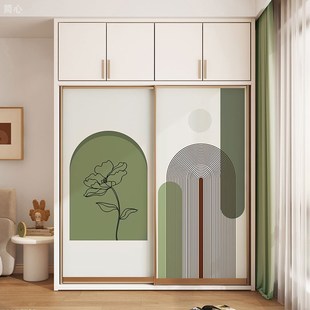 北欧复古装 饰旧衣柜翻新壁纸改造衣橱推拉门遮丑贴画移门改色贴纸