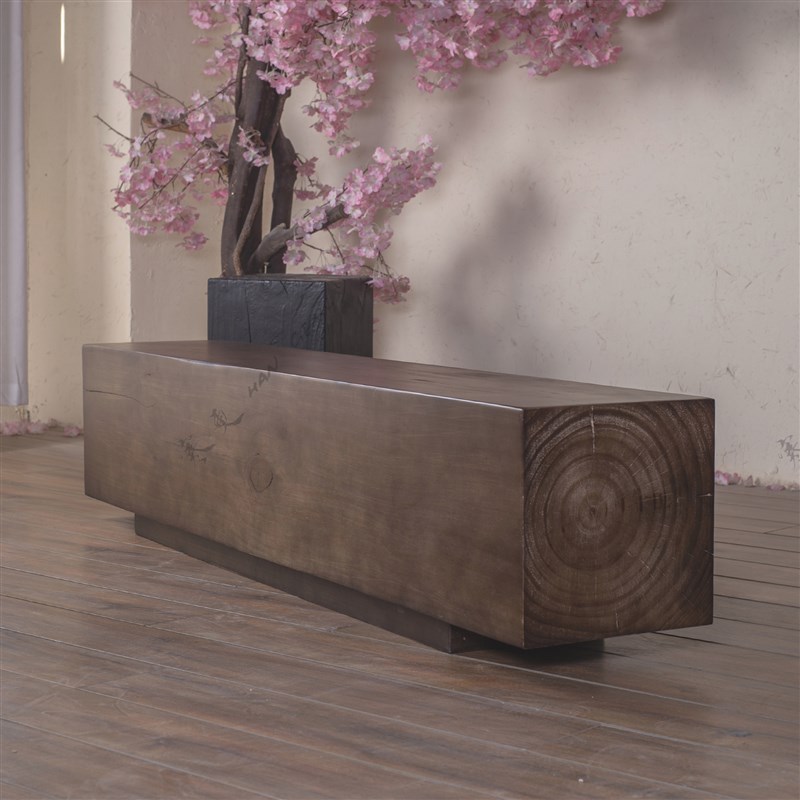原木长凳实木休息凳创意电视柜复古换鞋凳做旧长条凳茶几展厅凳