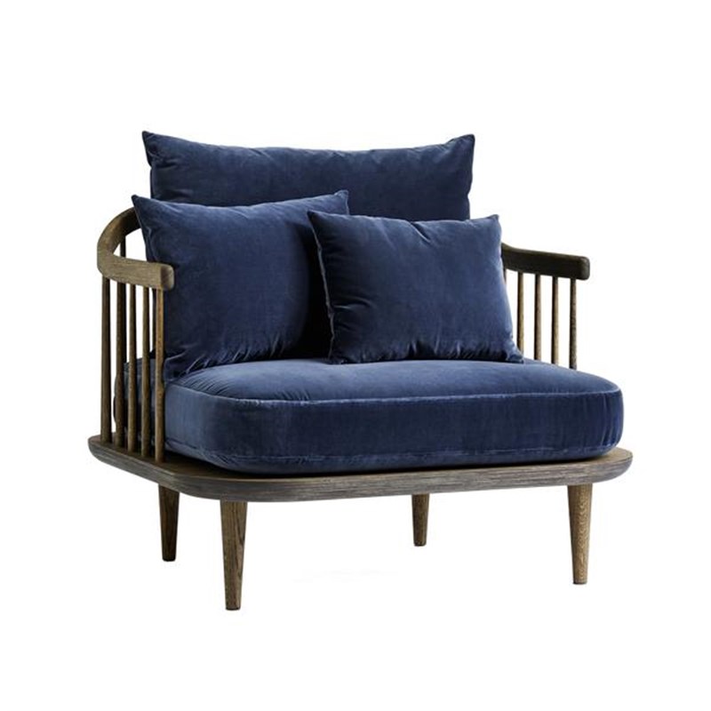 简艺椅子简约意式客厅胡桃木色复古沙发轻奢酒店整装布艺沙发椅