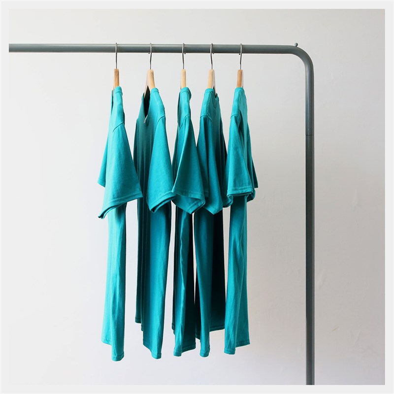 2019夏季百搭纯棉孔雀蓝色玛瑙色宝色蓝圆领短袖T恤男女情侣 bf风