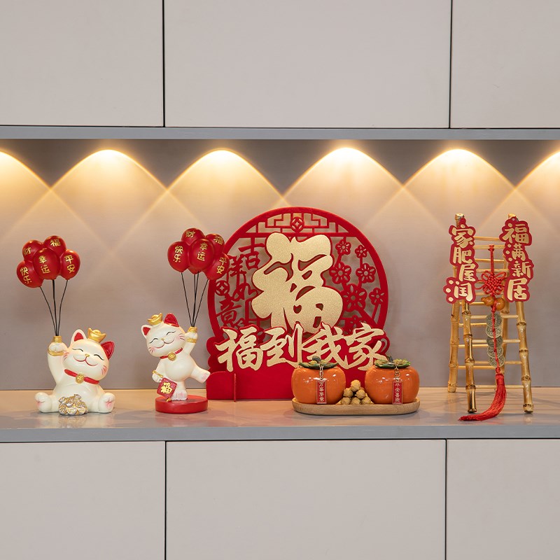 齐府招财猫八方来财摆件入户玄关布置乔迁新居客厅电视酒柜装饰品