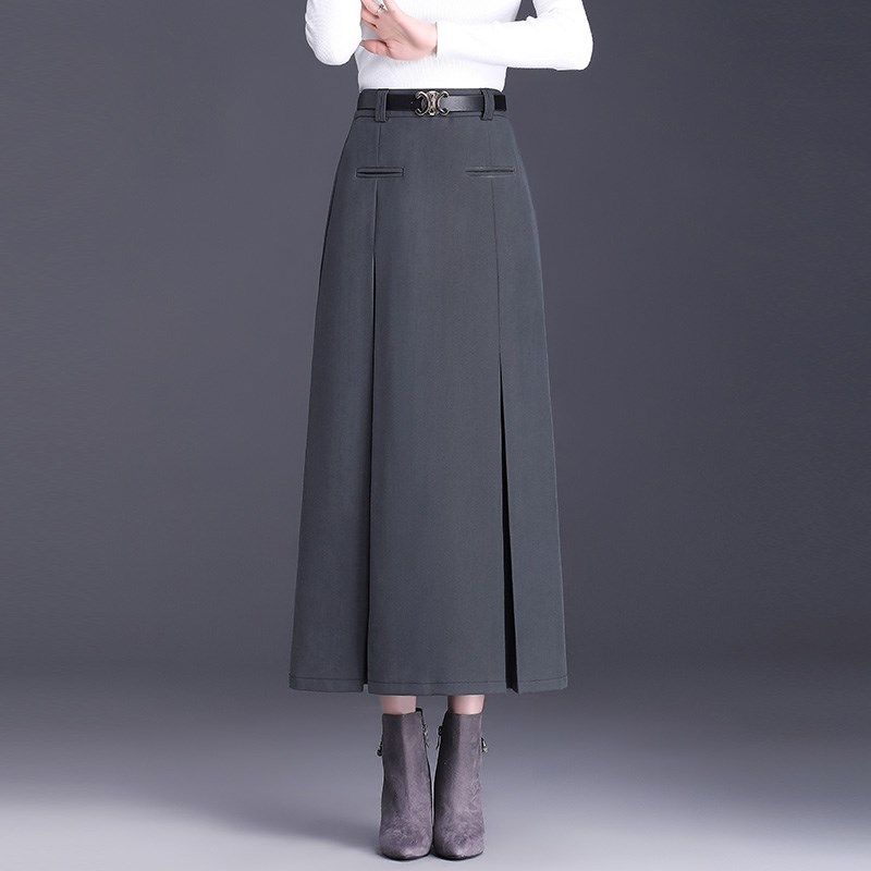 灰色西装长裙半身裙女春秋2024新款显瘦高腰a字包臀裙中长一步裙