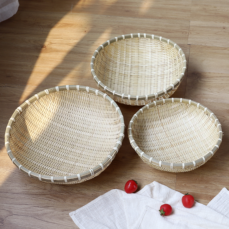 竹编制品簸箕竹筛子农家竹制品收纳筐馒头筐有孔水果篮子筲箕竹编