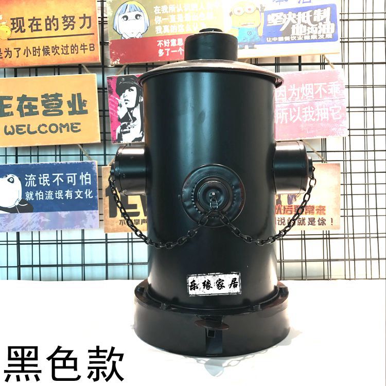 铁艺垃圾桶美式做旧风格脚踏式消防栓复古工业风垃圾筒摆件装饰品