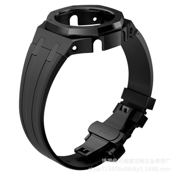 适配GA-2100第三改装AP农家橡树316精钢表壳橡胶表带一体式配件