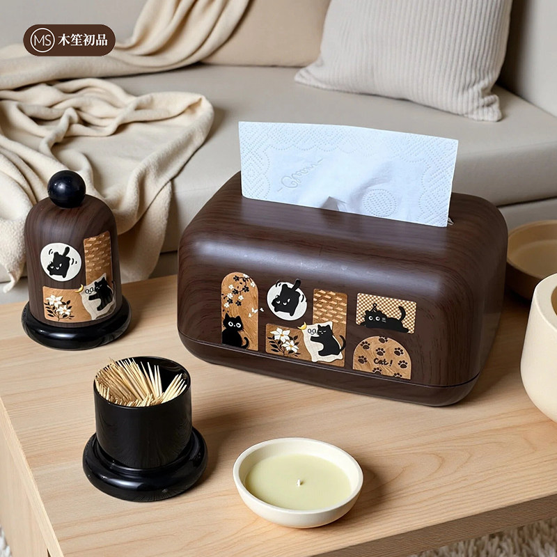 木笙初品中古风轻奢桌面纸巾盒图片