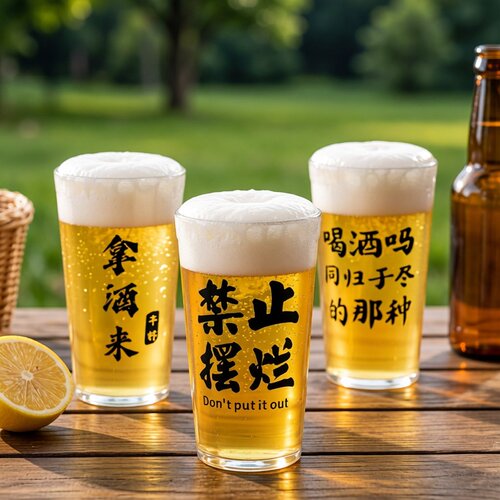 PC亚克力啤酒杯耐摔耐磨透明扎啤杯家用精酿杯子酒杯耐高温简约
