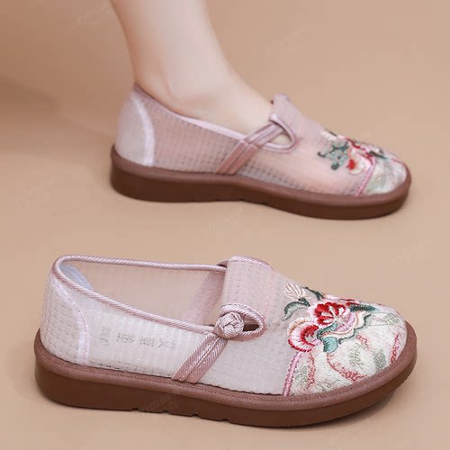 夏季新款一脚蹬防滑透气老北京布