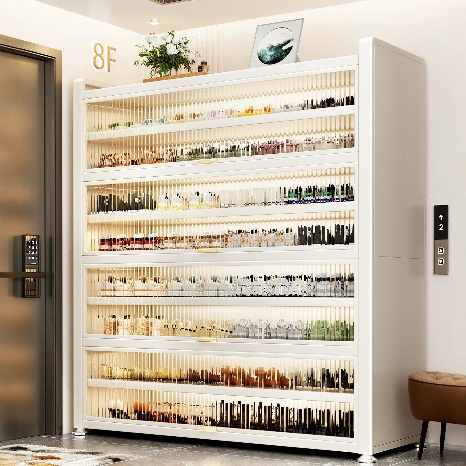 钢制鞋柜家用门口储物柜一体靠墙收纳柜大容量超大多层鞋架储物柜,住宅家具,鞋架,淘宝优惠券,粉丝福利购,淘宝优惠卷