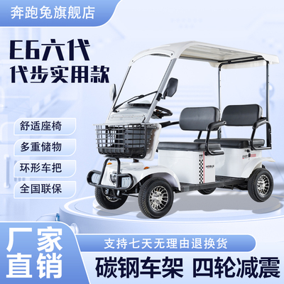 小巴士E6六代电动四轮车老年人代步车助力电瓶车接送孩子带棚