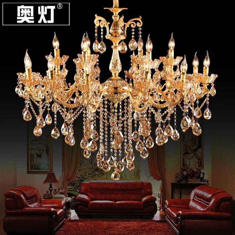 奥灯锌合金欧式蜡烛水晶吊灯复式楼餐厅酒店别墅客厅大吊灯具1859,家装灯饰光源,客厅吊灯,淘宝优惠券,粉丝福利购,淘宝优惠卷