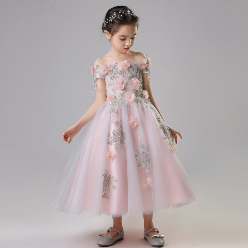 儿童公主裙女童一字肩婚纱晚礼服生日蓬蓬纱花童钢琴演出服长款女,童装/婴儿装/亲子装,儿童礼服,淘宝优惠券,粉丝福利购,淘宝优惠卷