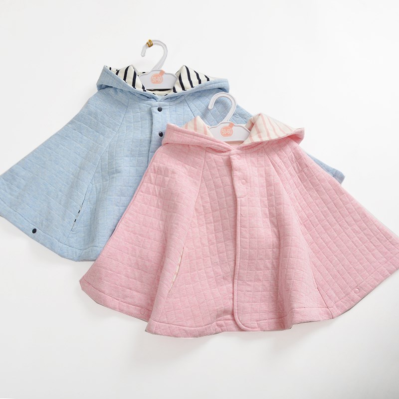 婴儿连帽披风男童女童空气层秋冬外出防风保暖斗篷宝宝棉外套披肩