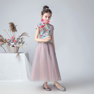 女童旗袍儿童唐装洋气小女孩中国风中式演出服古筝表演服装华服薄