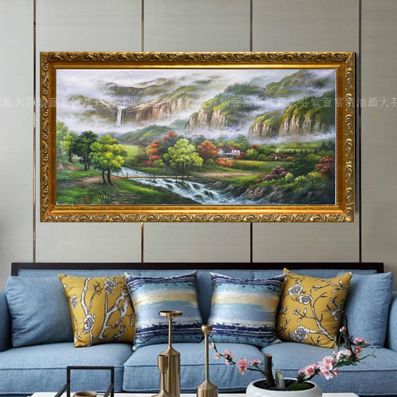 高档手绘山水风景油画客厅酒店别墅餐厅办公室沙发背景装饰画挂画,家居饰品,油画,淘宝优惠券,粉丝福利购,淘宝优惠卷
