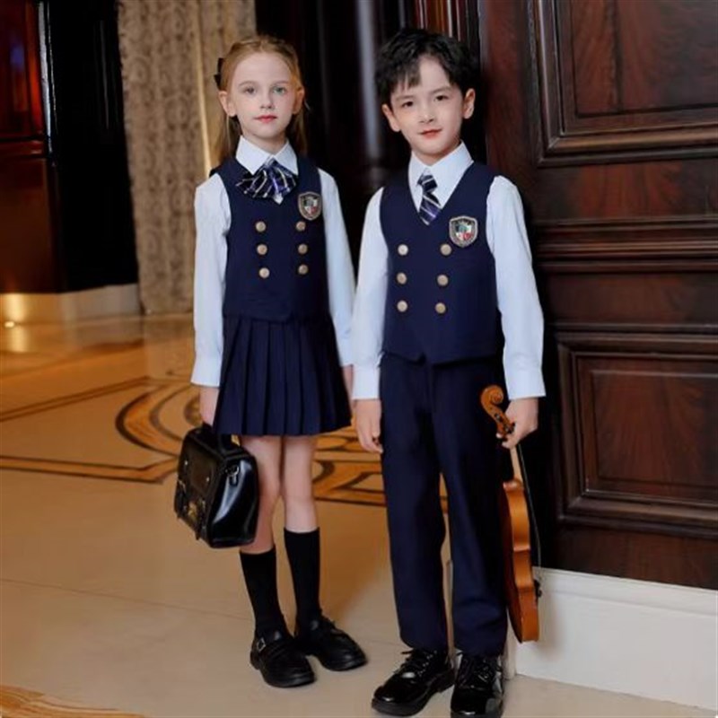 幼儿园园服英伦学院套装小学生校服春秋班服儿童马甲秋季主持礼服