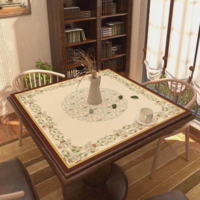 美式高级感正方形桌布防水防油方桌布免洗皮革桌垫茶几垫方桌台布,居家布艺,桌布,淘宝优惠券,粉丝福利购,淘宝优惠卷