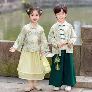 男童汉服中国风春秋季高端女童新中式唐装国学套装儿童中式演出服