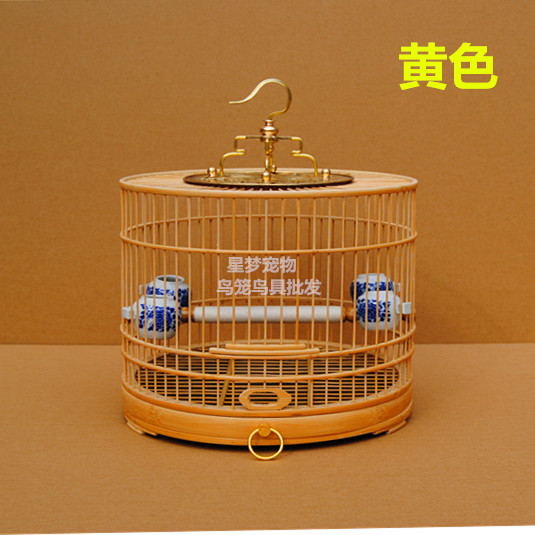 竹制鸟笼紫竹色靛颏红子贝子小型鸟笼质量保证全套包邮活底抽屉