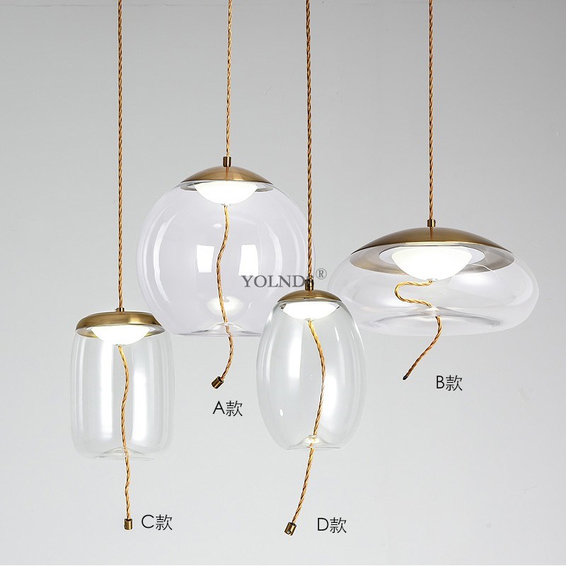 北欧创意餐厅床头样板间组合吊灯复古工业风咖啡厅单头玻璃球吊灯