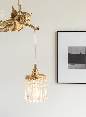 复古法式全铜天使吊灯Vintage中古风格美式时尚床头餐厅水晶灯具