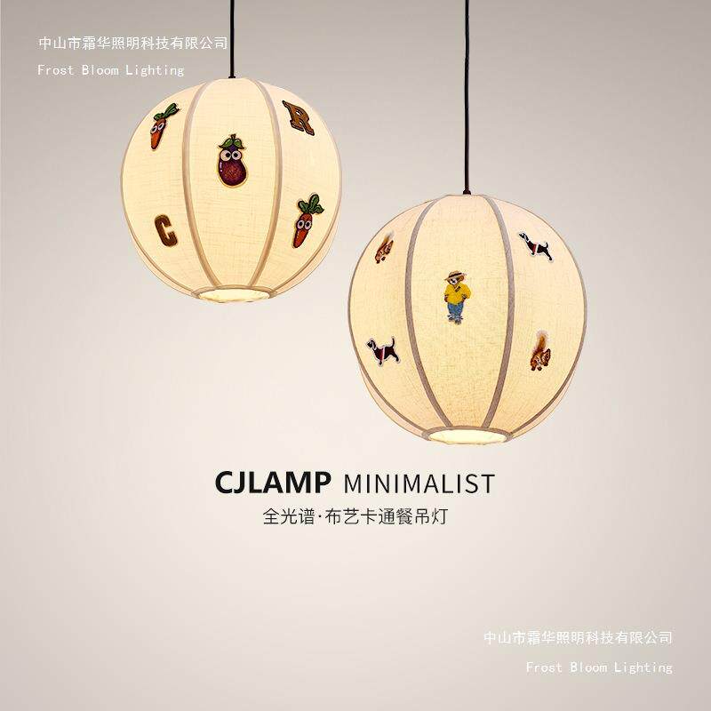 法式中古风手艺刺绣吊灯儿童房创意复古个性卧室北欧布艺餐厅灯饰