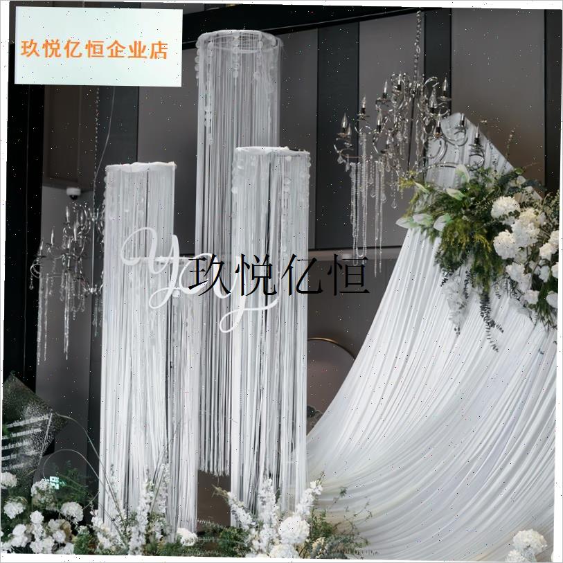 婚庆道具铁艺线i 缐帘圆环架子婚礼水晶珠帘架子圆形流苏架子路,