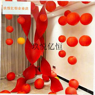 2025新年装饰品瓦楞纸红灯笼过春F节氛围幼儿园门店铺商场景布置,