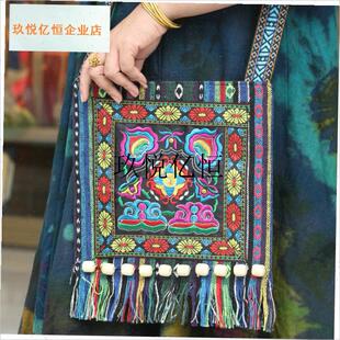 特色云南民族风单肩斜挎包木珠绣花包I穗子儿童西藏布土布舞蹈包,