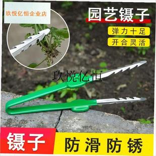 花盆拔草夹子除草镊子神器工具连根不锈钢N家用养护种菜用园艺工,