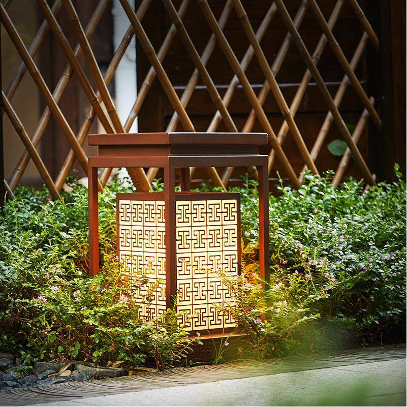 太阳能庭院景观灯仿云石户外柱头灯防水地灯新中式别墅花园草坪灯