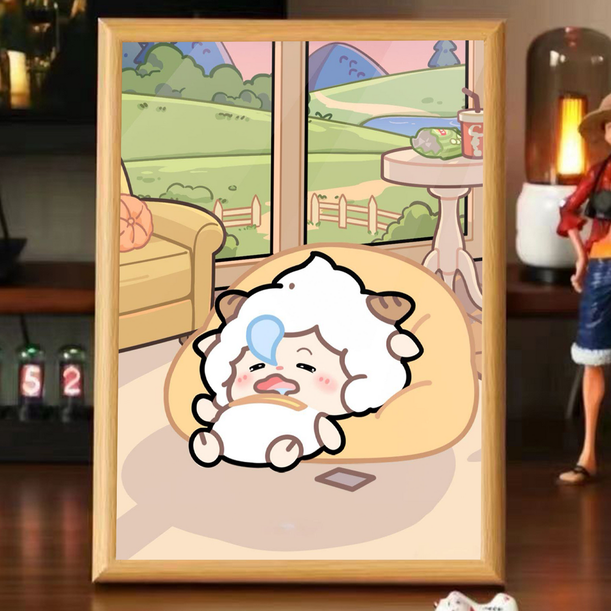 懒羊羊生日礼物可爱卡通儿童送礼风景画送同学木制相框装饰画桌摆
