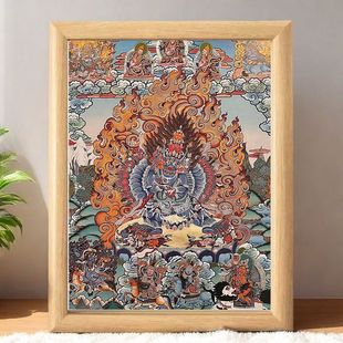 唐卡摆台藏族财神摆件桌面供俸相框保佑招财健康家庭和睦镇宅画挂