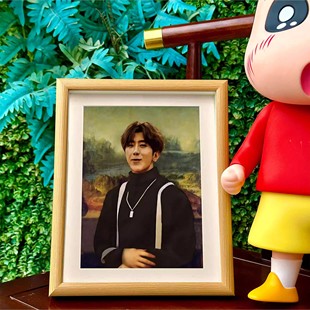 蒙娜丽坤的微笑达芬奇真迹画搞笑装饰画蔡徐坤肖像挂画创意礼物潮