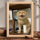 圆头耄耋猫猫哈气可爱治愈猫meme哈基米自由意志可挂装 饰相框摆台
