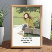 中式 修睡前 简约客厅书房装 治愈画框新作 树脂树脂圆形摆件