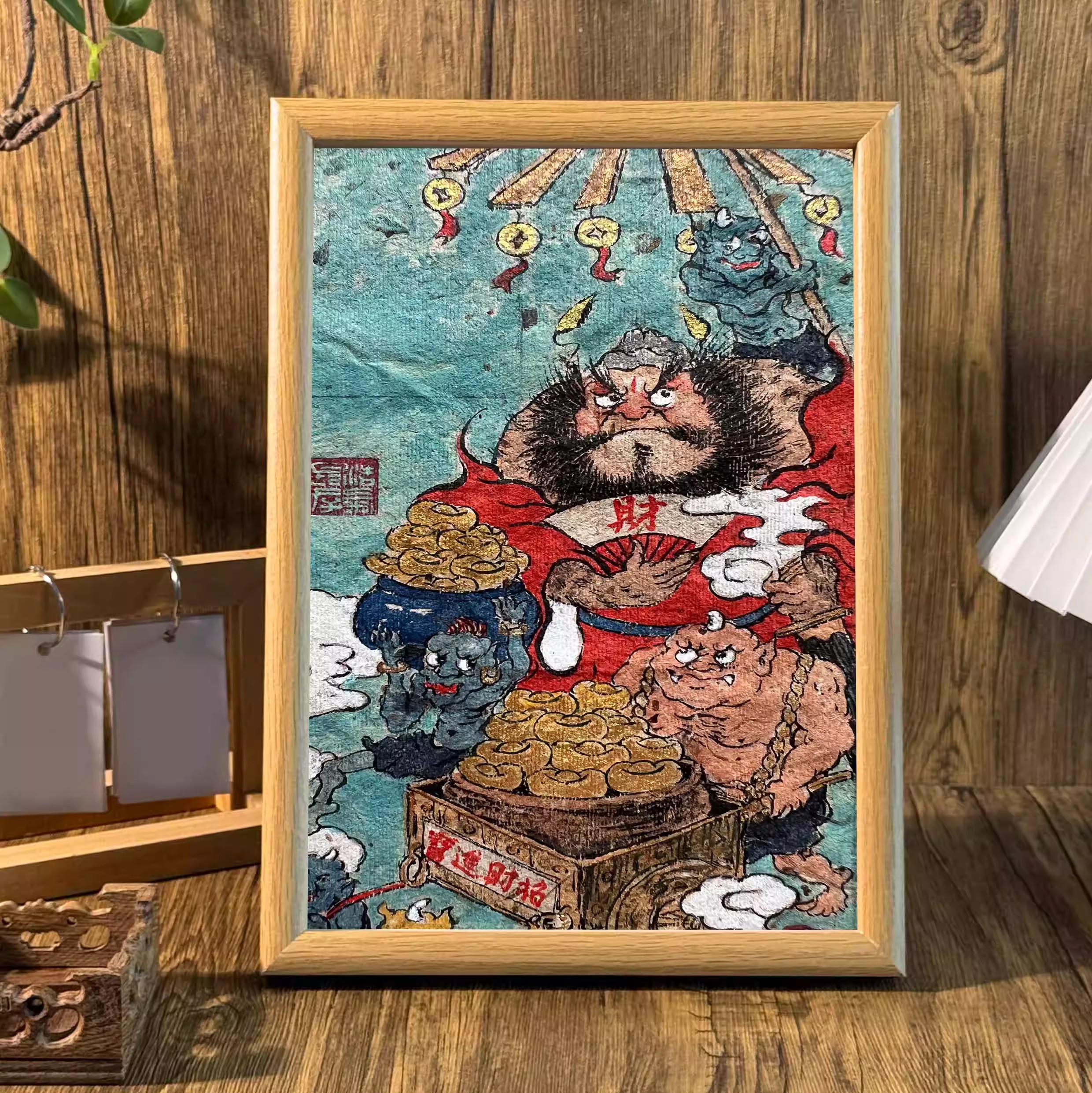 线条小狗平安喜乐前橙似锦挂画创意摆台有框摆件相框装饰画摆件潮