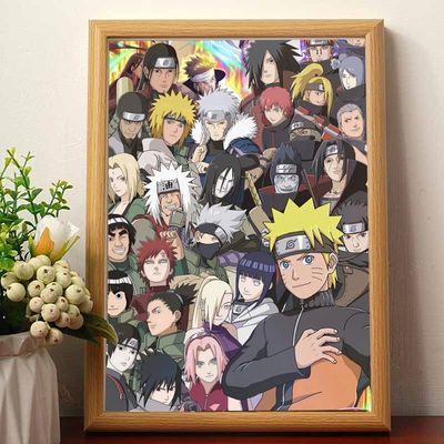 火影忍者全家福相框鸣人佐助卡卡西高清照卧室客厅装饰画收藏必备