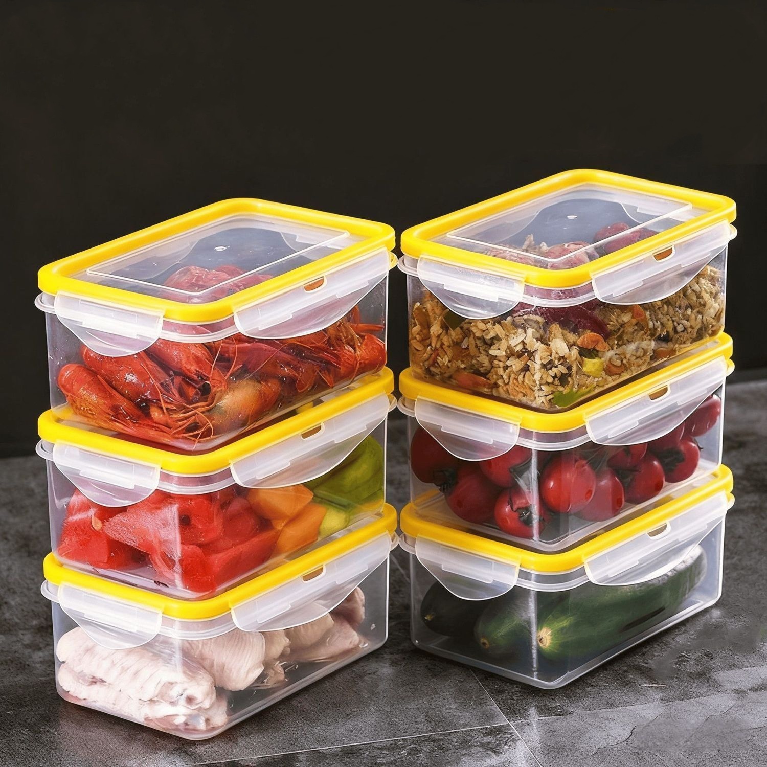 食物保鲜盒微波加热饭盒上班族便当盒带盖密封长方形冰箱收纳盒子