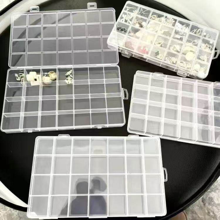 透明多格美甲首饰盒耳环耳钉收纳盒耳饰格子收纳盒项链饰品盒子图片