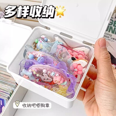 ins无印风纯白翻盖式收纳盒收纳出卡手素材防尘桌面文具整理盒