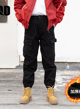 UOD工装裤男加厚秋冬款休闲潮牌复古长裤直筒加绒冲锋伞兵裤子