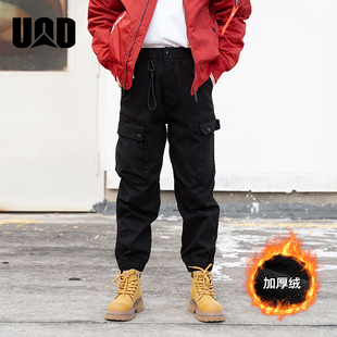 UOD工装裤男加厚秋冬款休闲潮牌复古长裤直筒加绒冲锋伞兵裤子