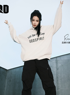 UOD徐紫茵同款2025印花连帽卫衣男宽松休闲潮牌情侣帽衫美式外套