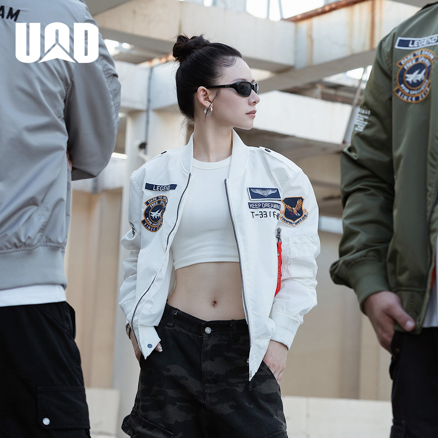 UOD美式复古飞行员夹克男2026新款宽松机车刺绣徽章棒球服外套潮