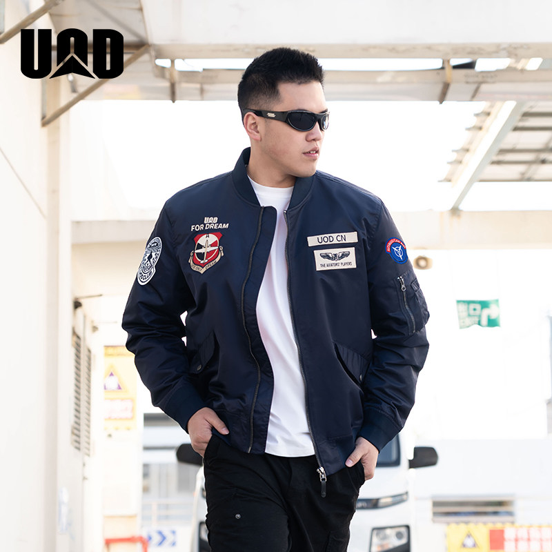 UOD潮牌美式复古飞行员夹克男士春季新款刺绣棒球服情侣休闲外套