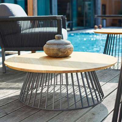 沃登 北欧玻璃桌面户外圆茶几 阳台室外花园边几角几客厅小圆桌