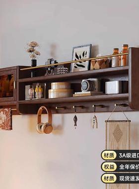 实木厨房吊柜墙壁柜餐厅墙上置物架复古挂墙玻璃柜客厅储物柜