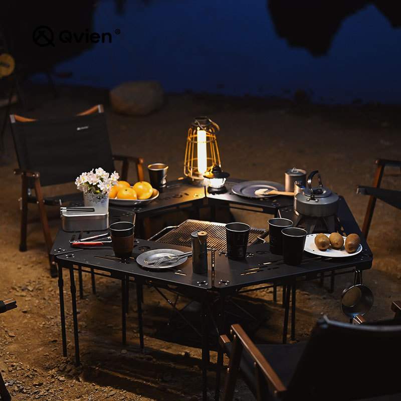 Qvien七纬户外铝合金百变烧烤多功能桌  户外露营拼接围炉桌 便携