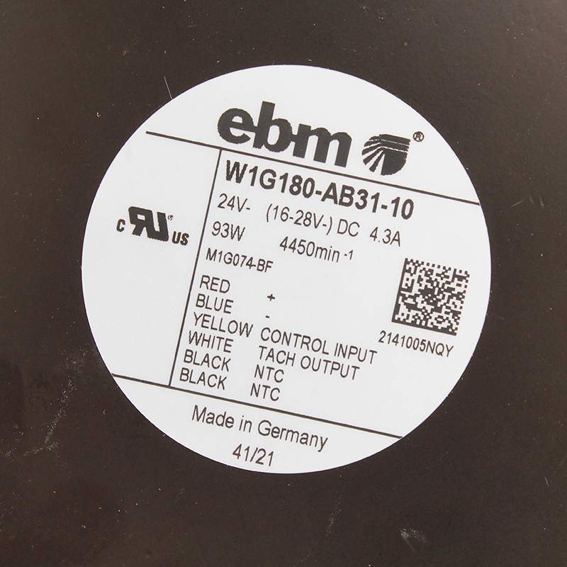 德国原装进口W1G180-AB31-10 180mm 24V 93W 大风量机柜散热风扇